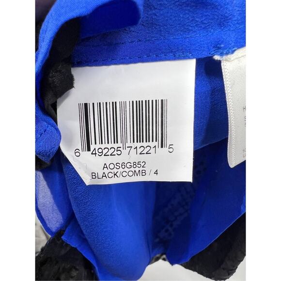 BCBGMAXAZRIA Blue Runway Long Sleeve Tired Silk Skirt Dress 4 - Picture 6 of 9